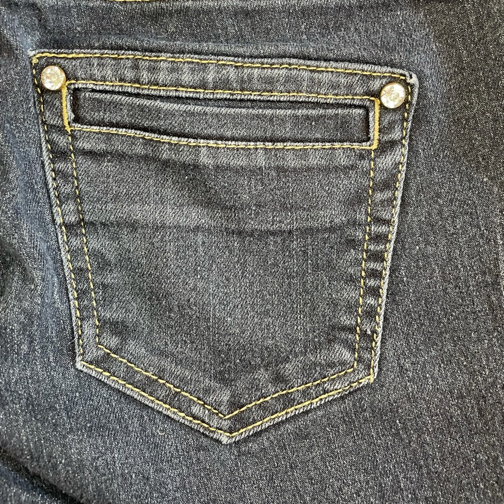 CP Jeans Indigo Rise Dark Wash Crystal Embellished Skinny Jeans - Picture 10 of 13